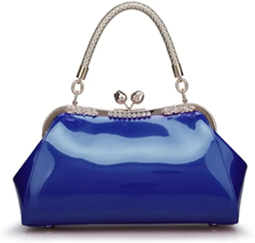 ZiMing Glossy Patent Leather Handbags Women Kiss Lock Purse Top Handle Handbag Evening Bag Satchel Shoulder Crossbody Bag
