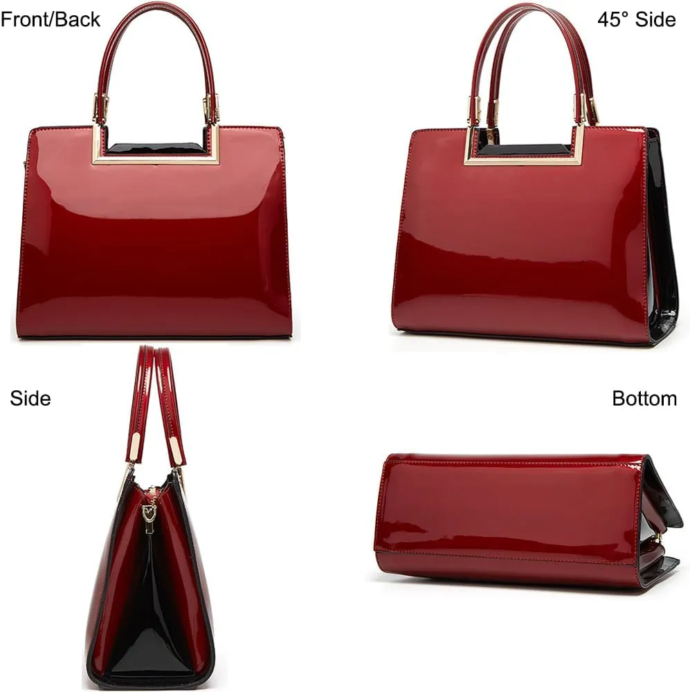 ZiMing Glossy Patent Leather Handbags Womens Top Handle Handbag Purse Satchel Ladies Medium Tote Bags Stylish Shoulder Bag