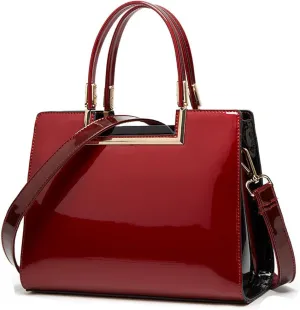 ZiMing Glossy Patent Leather Handbags Womens Top Handle Handbag Purse Satchel Ladies Medium Tote Bags Stylish Shoulder Bag