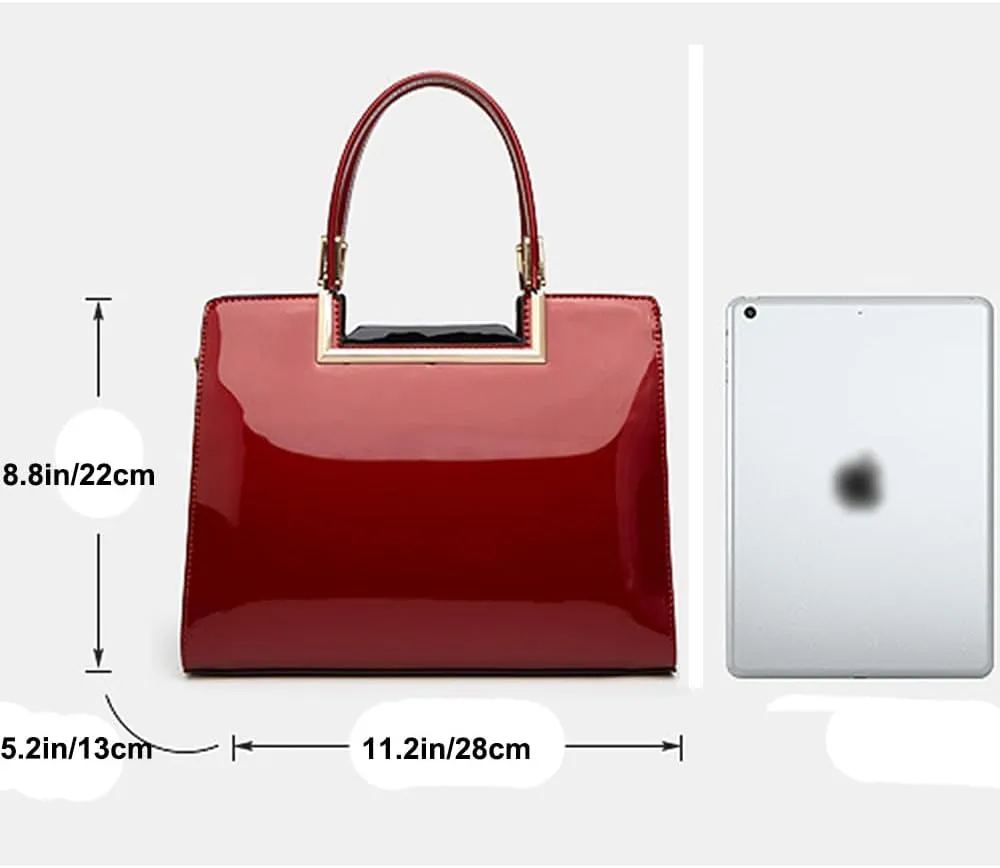 ZiMing Glossy Patent Leather Handbags Womens Top Handle Handbag Purse Satchel Ladies Medium Tote Bags Stylish Shoulder Bag
