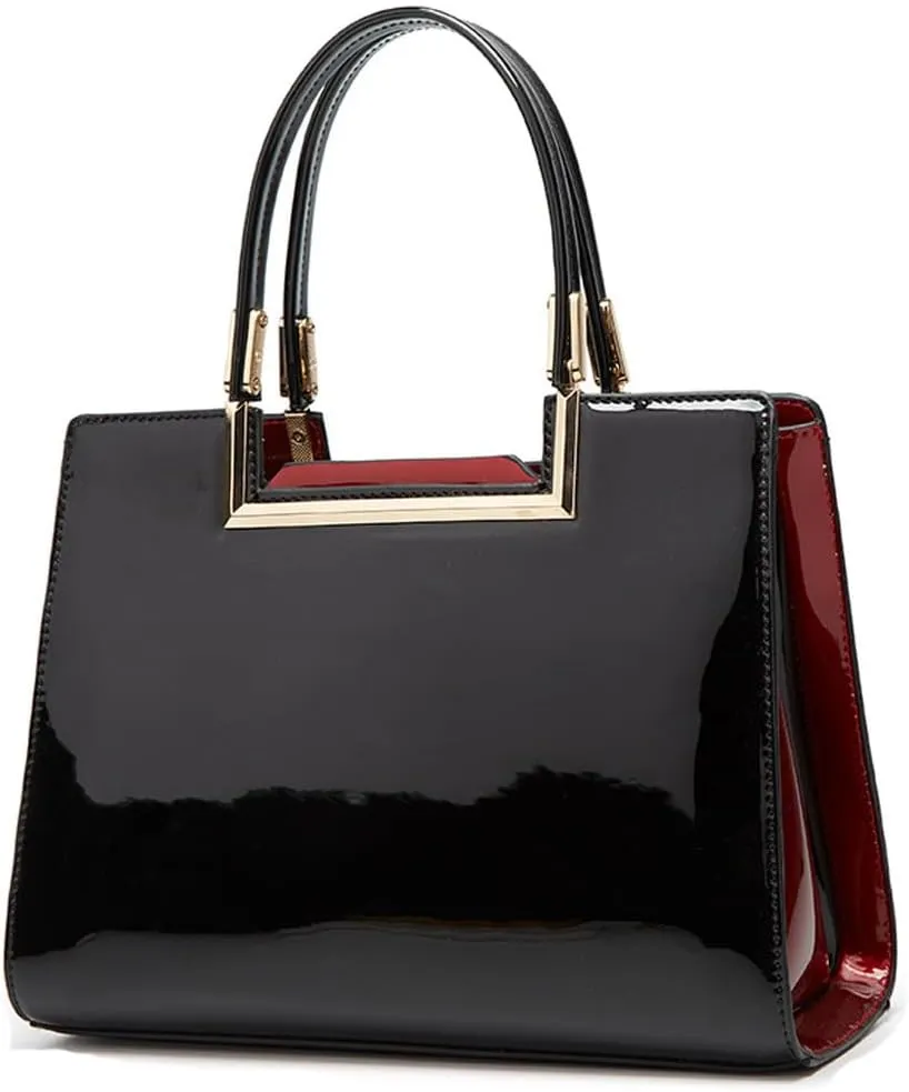 ZiMing Glossy Patent Leather Handbags Womens Top Handle Handbag Purse Satchel Ladies Medium Tote Bags Stylish Shoulder Bag