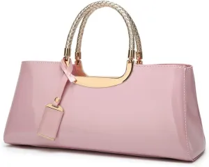 ZiMing Patent Leather Handbag for Women Top Handle Evening Bags Satchel Ladies Shoulder Bag Long Purse Wedding Party Prom