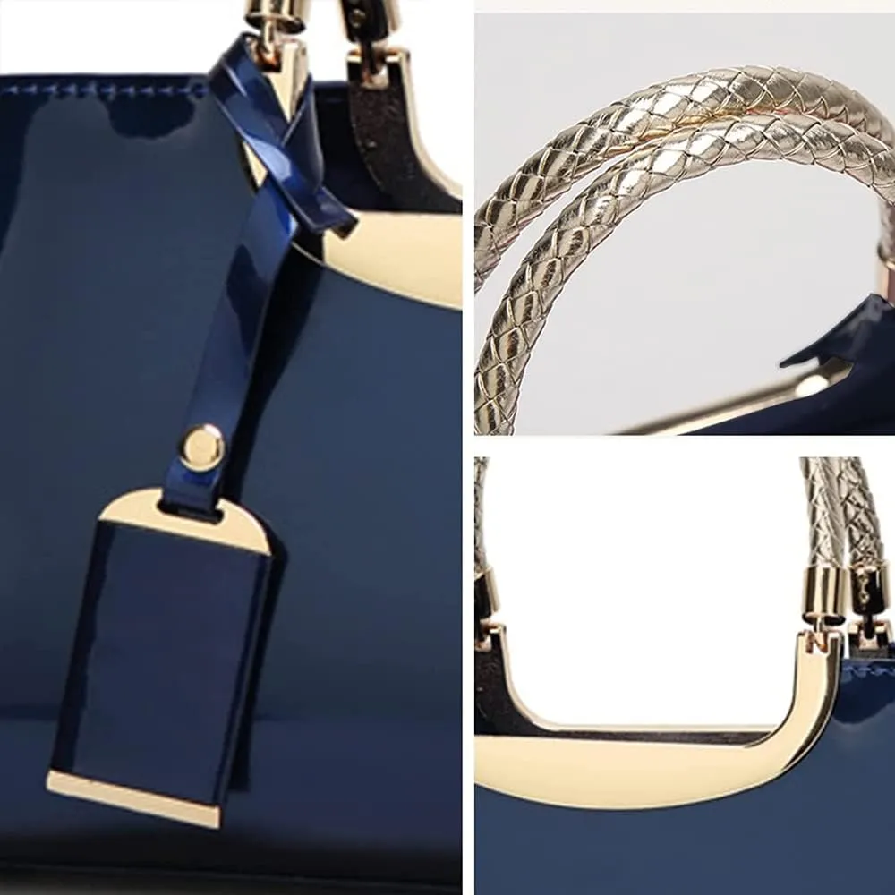 ZiMing Patent Leather Handbag for Women Top Handle Evening Bags Satchel Ladies Shoulder Bag Long Purse Wedding Party Prom
