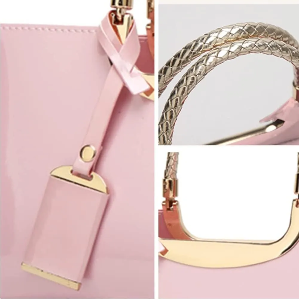 ZiMing Patent Leather Handbag for Women Top Handle Evening Bags Satchel Ladies Shoulder Bag Long Purse Wedding Party Prom