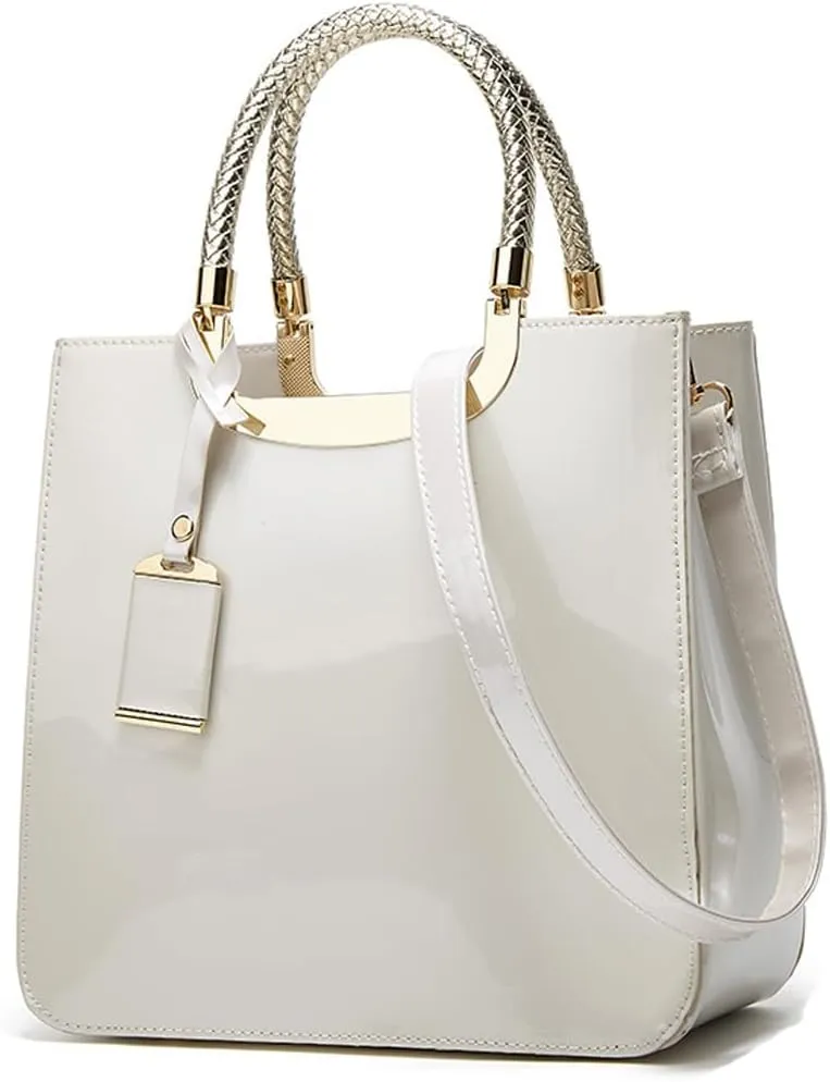 ZiMing Patent Leather Handbags Purse for Women Satchel Square Handbag Evening Bags Top Handle Bag Shoulder Bag Gorgeous Bag