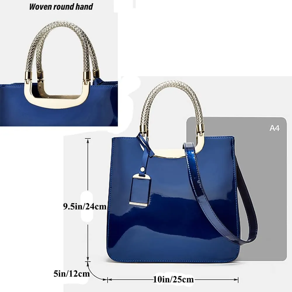 ZiMing Patent Leather Handbags Purse for Women Satchel Square Handbag Evening Bags Top Handle Bag Shoulder Bag Gorgeous Bag