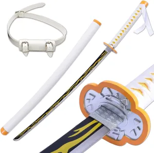 ZiQing Demon Slayer Sword Real Metal Anime Cosplay Sword,Handmade Katana，Steel Sword remgoku Sword/zenitsu Sword (Agatsuma Zenitsu)