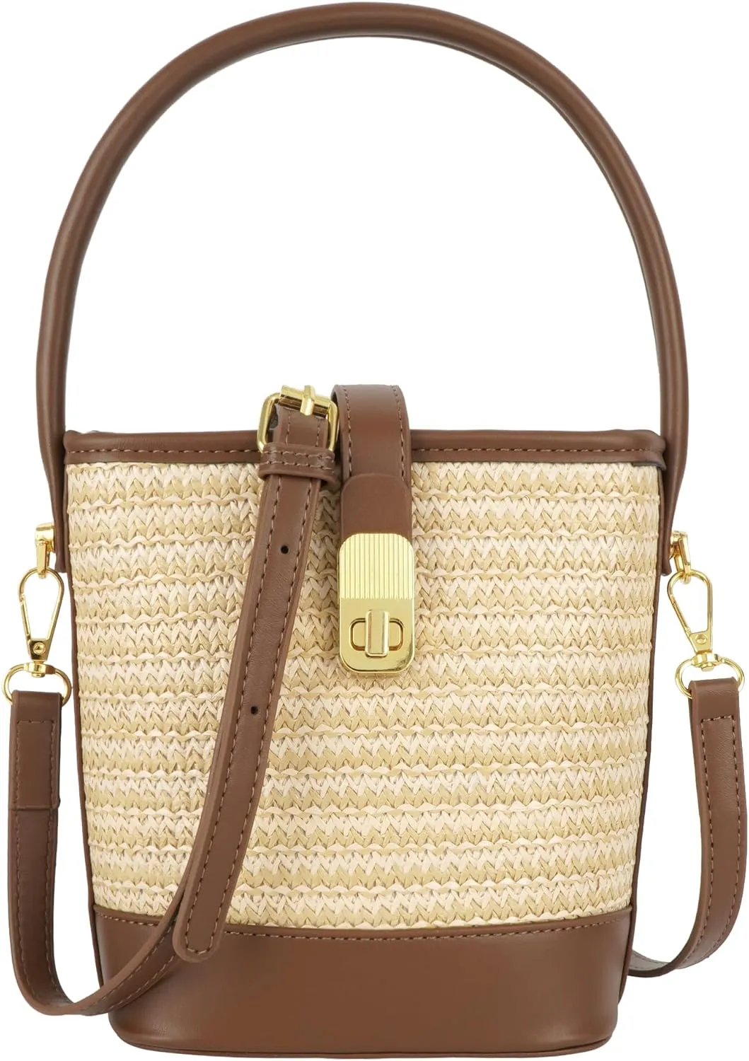 ZLM BAG US Women's Straw Top Handle Bag Handwoven Crochet Crossbody Shoulder Bag Summer Hobo Purse