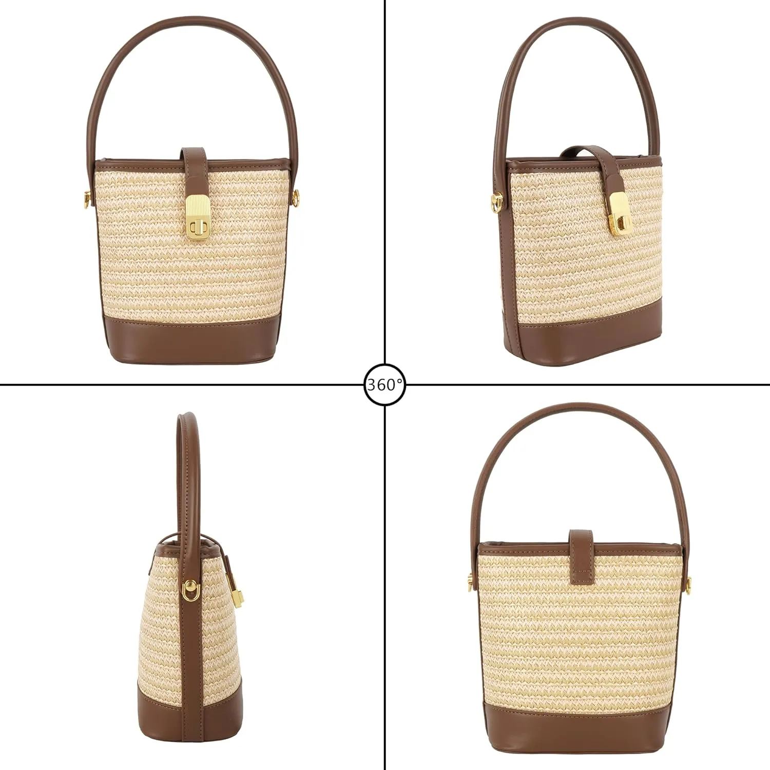 ZLM BAG US Women's Straw Top Handle Bag Handwoven Crochet Crossbody Shoulder Bag Summer Hobo Purse
